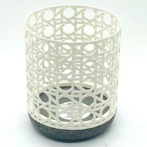 Bath & Body Works • WHITE CANED With Gray Base Single Candle Sleeve Holder